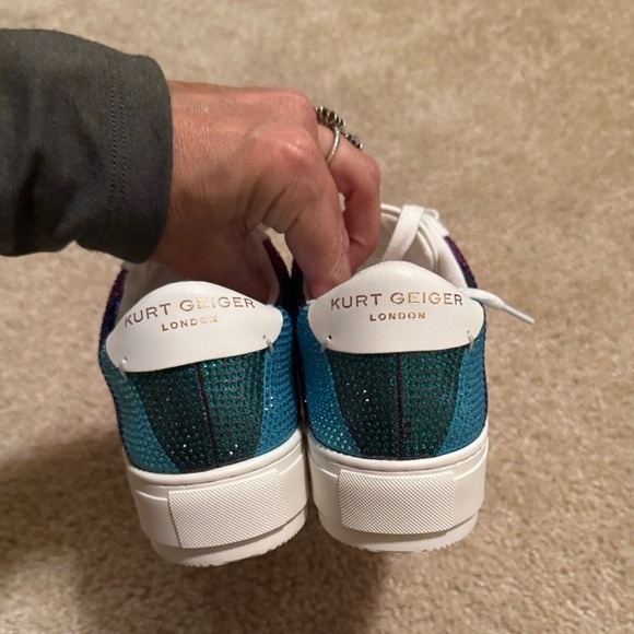 Kurt Geiger Laney stripe crystal rainbow white sneaker shoe size 38.5 - Picture 3 of 5